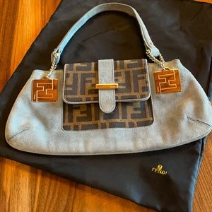 Authentic Fendi Zucca/Suede Bag